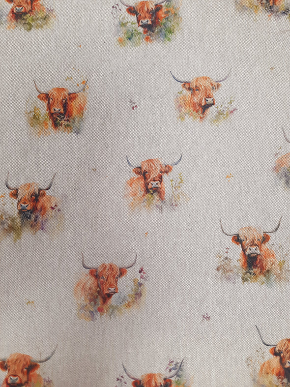 Linen Look - Highland Cows