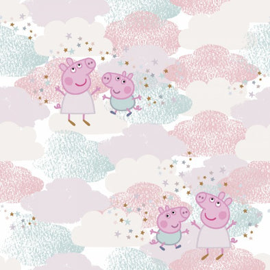 Pink Peppa Clouds - Cotton Print