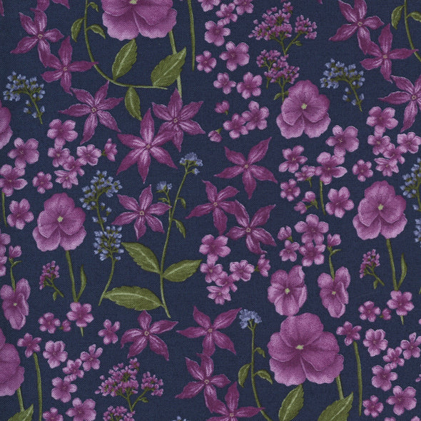 Violet Hill on Dark Purple - Cotton Print