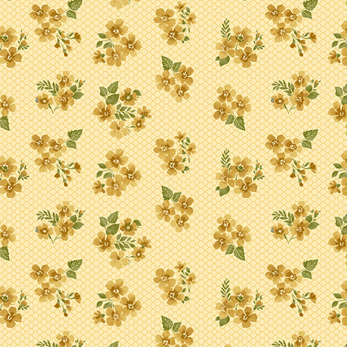 Honeycomb Floral Yellow - Cotton Print