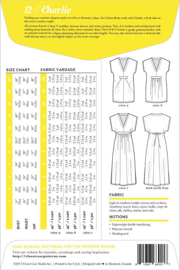 Charlie Caftan Pattern by Closet Core Patterns