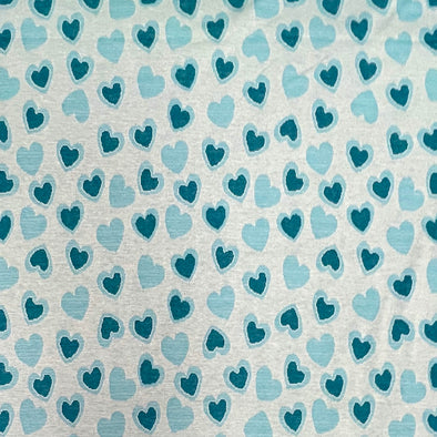 Turquoise Echo Hearts - Cotton Jersey