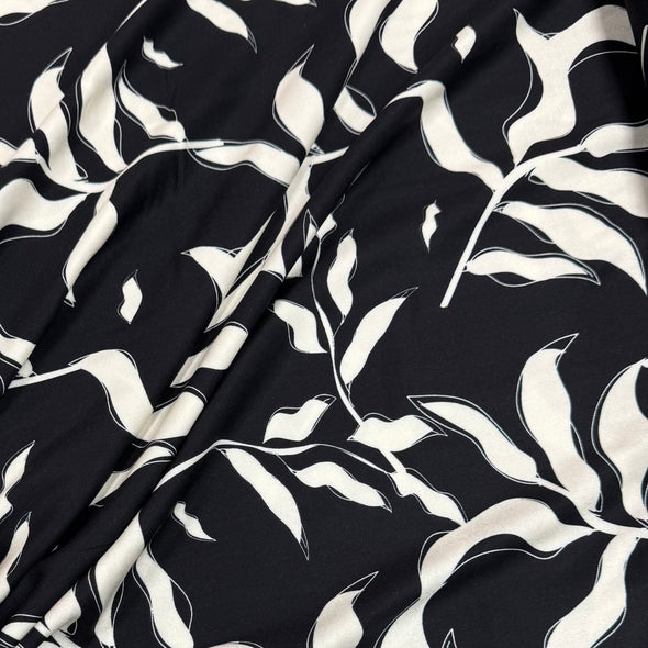 Monochrome Leaves - Rayon/Viscose Print