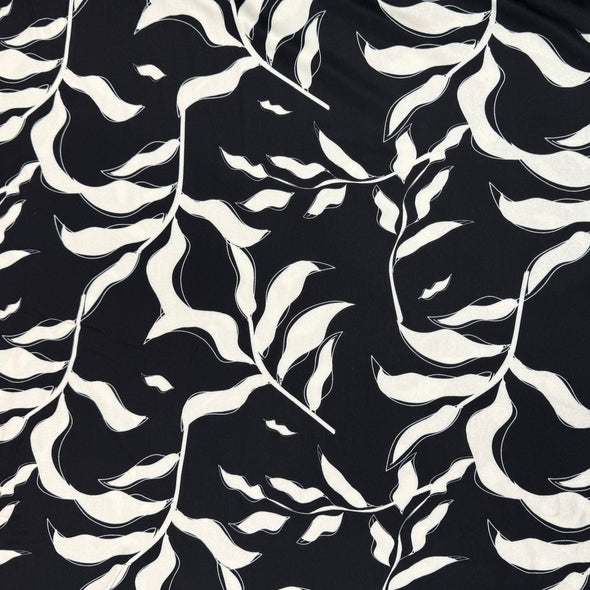 Monochrome Leaves - Rayon/Viscose Print