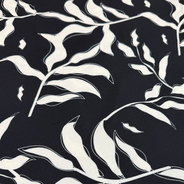 Monochrome Leaves - Rayon/Viscose Print