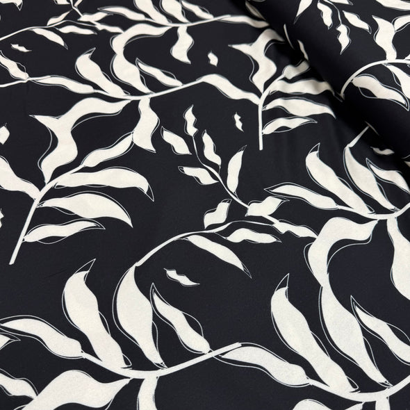 Monochrome Leaves - Rayon/Viscose Print