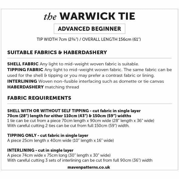 Warwick Tie by Maven Patterns