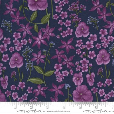 Violet Hill on Dark Purple - Cotton Print