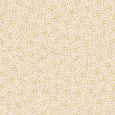 Celtic Flowers on Dark Cream (w. gold metallic) - Cotton Print