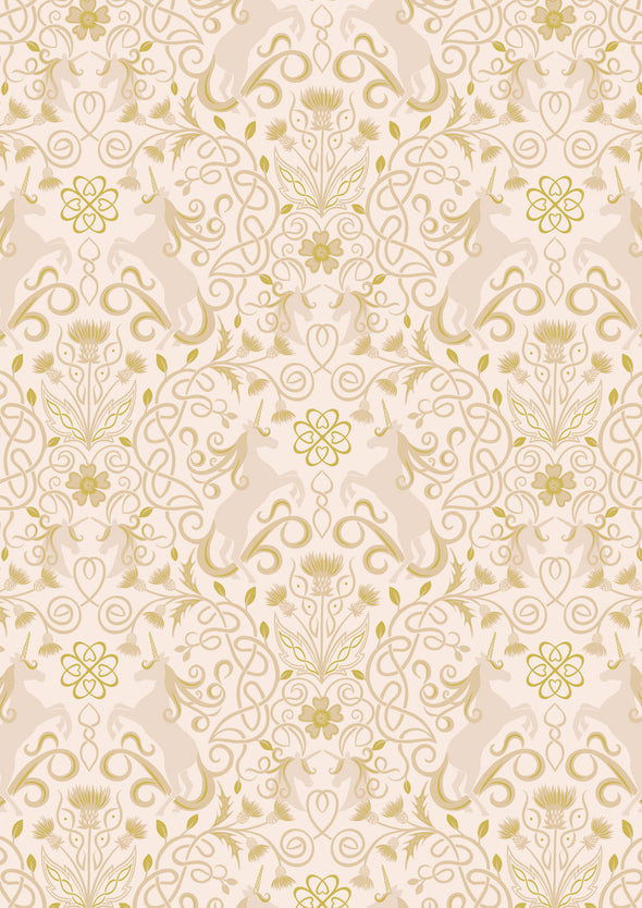 Unicorn on Cream (w. gold metallic) - Cotton Print