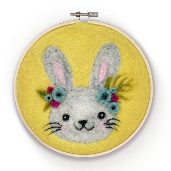 Floral Bunny Needle Felting Hoop Kit by Crafty Kit Co.