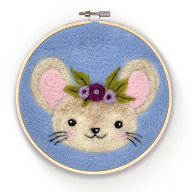 Floral Mouse Needle Felting Hoop Kit by Crafty Kit Co.