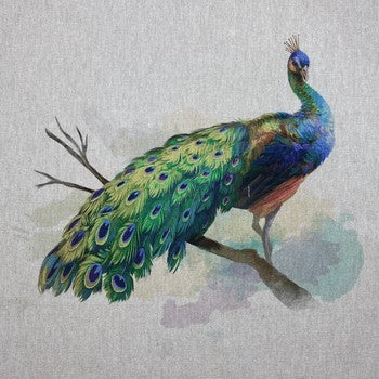 Linen Look - Peacock Panel