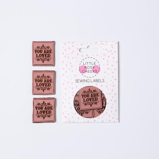 You Are Loved - Pink Leather Labels by Little Rosy Cheeks