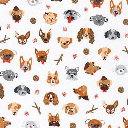Whiskers & Tails Puppydog Faces - Cotton Print