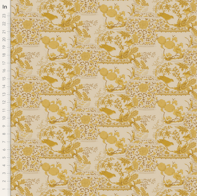 Vase Collection Mustard - Cotton Print