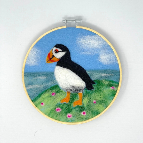 Puffin Needle Felting Hoop Kit by Crafty Kit Co.